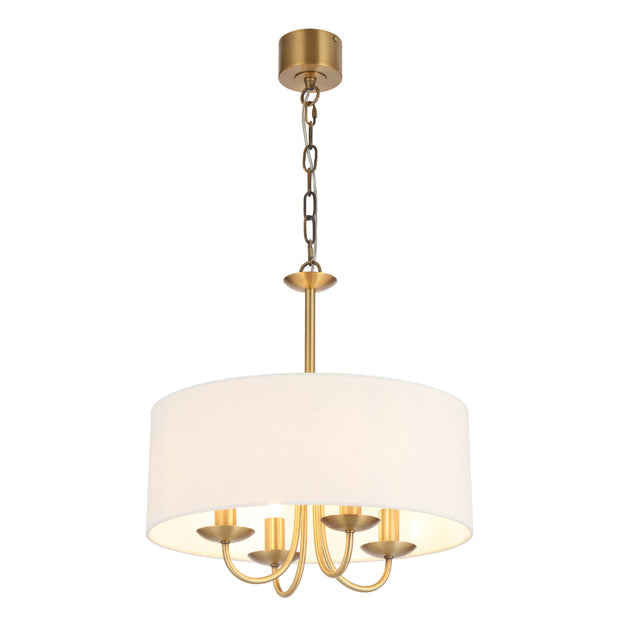 SHIRON 4 Light Brass with Ivory Shade E14 45cm Pendant