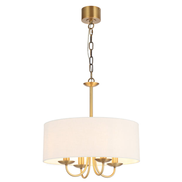 SHIRON 4 Light Brass with Ivory Shade E14 45cm Pendant