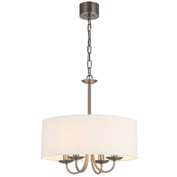 SHIRON 4 Light Nickel with Ivory Shade E14 45cm Pendant