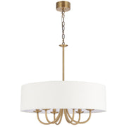 SHIRON 6 Light Brass with Ivory Shade E14 70cm Pendant