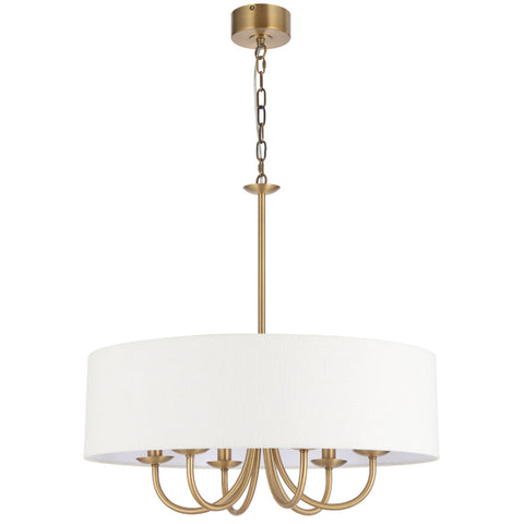 SHIRON 6 Light Brass with Ivory Shade E14 70cm Pendant