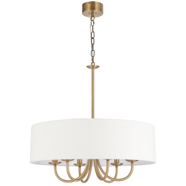 SHIRON 6 Light Brass with Ivory Shade E14 70cm Pendant