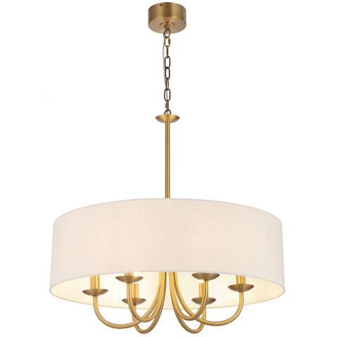 SHIRON 6 Light Brass with Ivory Shade E14 70cm Pendant