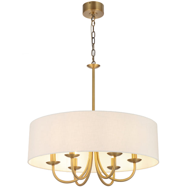 SHIRON 6 Light Brass with Ivory Shade E14 70cm Pendant