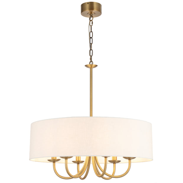 SHIRON 6 Light Brass with Ivory Shade E14 70cm Pendant