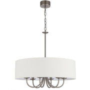 SHIRON 6 Light Nickel with Ivory Shade E14 70cm Pendant