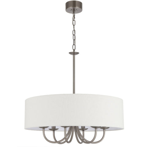 SHIRON 6 Light Nickel with Ivory Shade E14 70cm Pendant