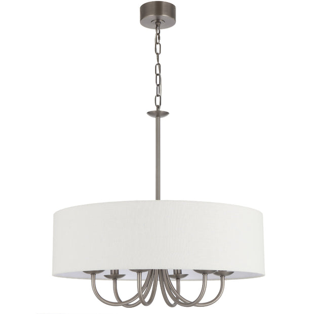 SHIRON 6 Light Nickel with Ivory Shade E14 70cm Pendant