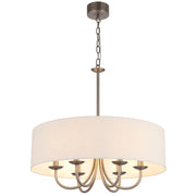 SHIRON 6 Light Nickel with Ivory Shade E14 70cm Pendant