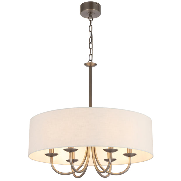SHIRON 6 Light Nickel with Ivory Shade E14 70cm Pendant