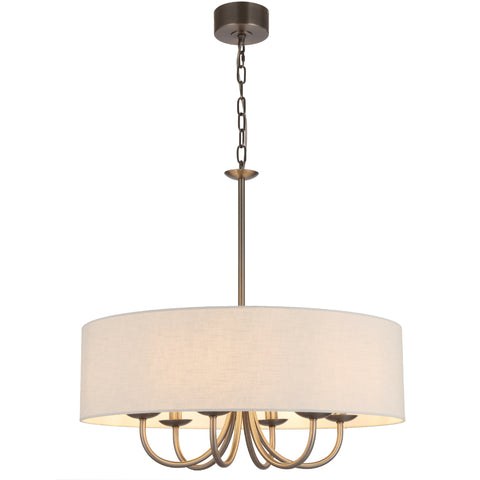 SHIRON 6 Light Nickel with Ivory Shade E14 70cm Pendant