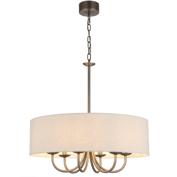 SHIRON 6 Light Nickel with Ivory Shade E14 70cm Pendant