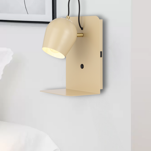 Shyn Wall Light with Switch Beige with Antique Brass