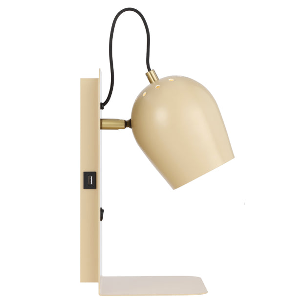 Shyn Wall Light with Switch Beige with Antique Brass