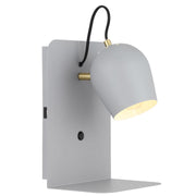 Shyn Wall Light with Switch Grey with Antique Brass