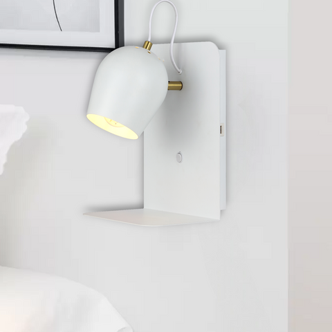 Shyn Wall Light with Switch White with Antique Brass