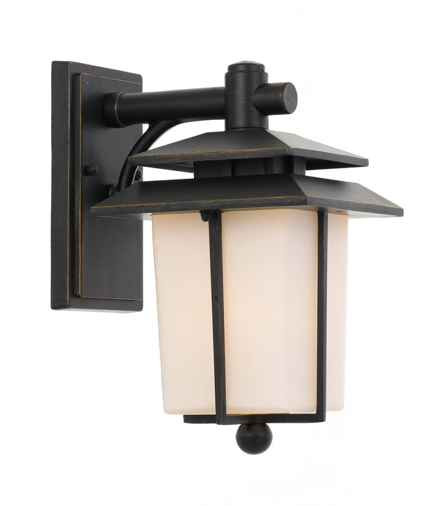 Silvan IP44 Exterior Wall Light Black with Seeded Glass