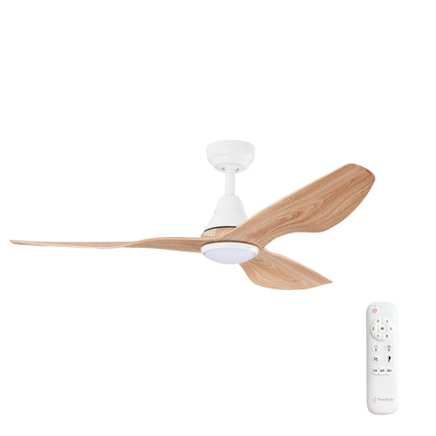 Simplicity DC 45 White Ceiling Fan with Oak Blades with CCT LED Light