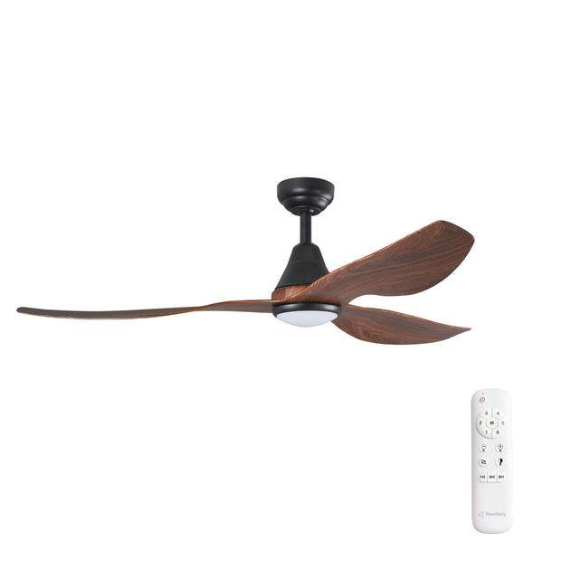 Simplicity DC 52 Black Ceiling Fan with Walnut Blades and CCT LED Light