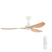 Simplicity DC 52 White Ceiling Fan with Oak Blades with CCT LED Light