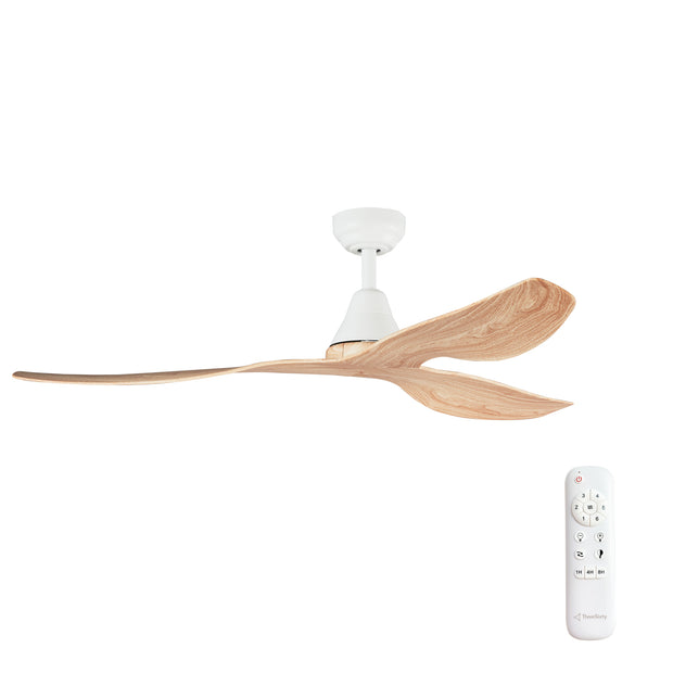 Simplicity DC 52 White Ceiling Fan with Oak Blades