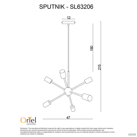 Sputnik Six Light Pendant Black