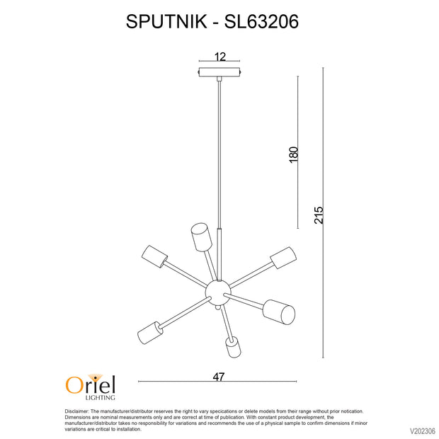 Sputnik Six Light Pendant Black