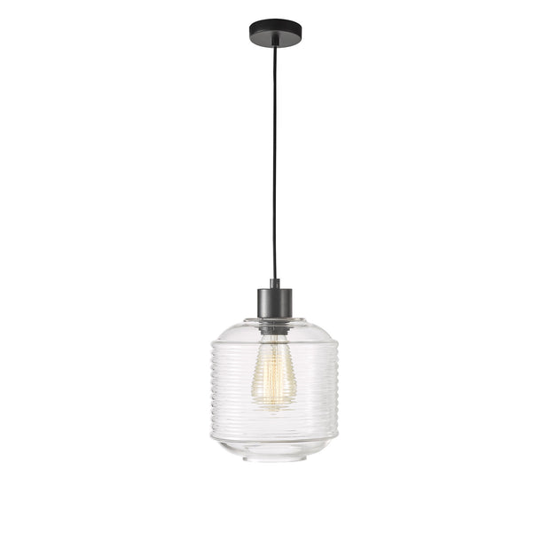 MARCONI.18 Black with Ripple Clear Glass Small Pendant