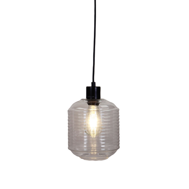 MARCONI.18 Black with Ripple Clear Glass Small Pendant
