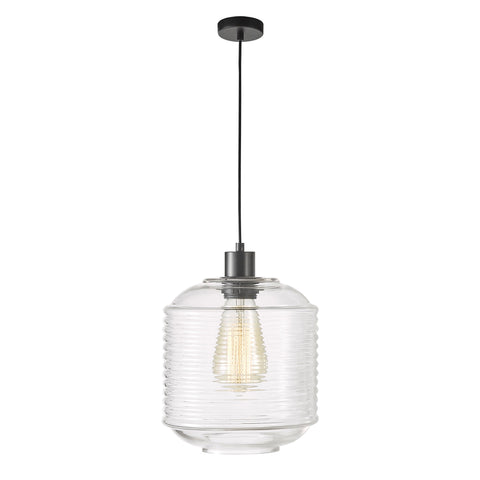 MARCONI.25 Black with Ripple Clear Glass Large Pendant
