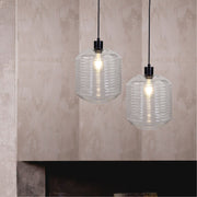MARCONI.25 Black with Ripple Clear Glass Large Pendant