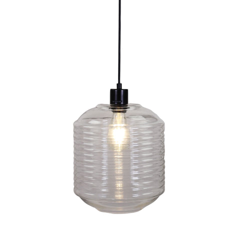 MARCONI.25 Black with Ripple Clear Glass Large Pendant