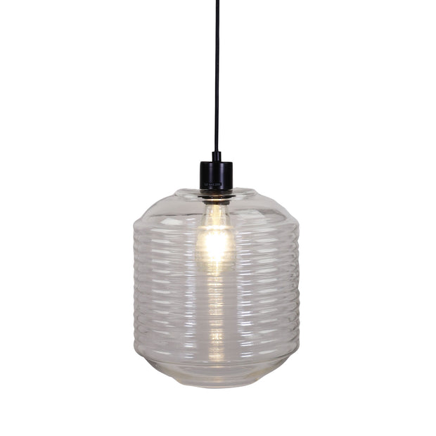 MARCONI.25 Black with Ripple Clear Glass Large Pendant