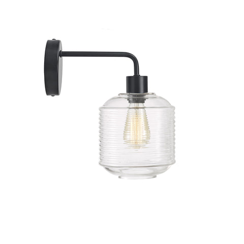MARCONI Black with Ripple Clear Glass Wall Light