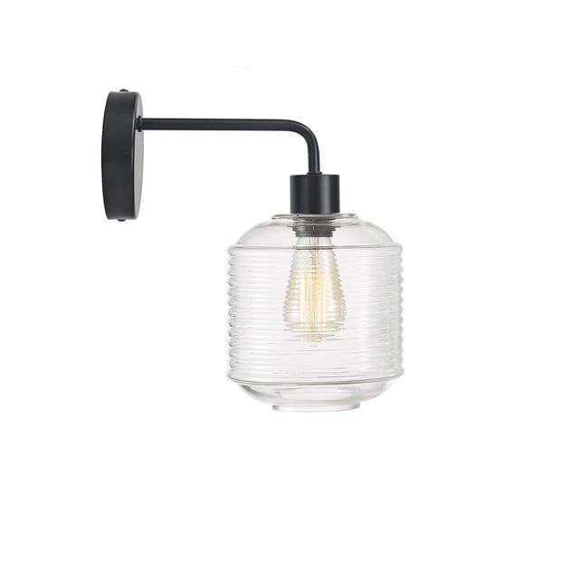 MARCONI Black with Ripple Clear Glass Wall Light