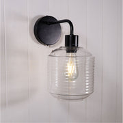 MARCONI Black with Ripple Clear Glass Wall Light