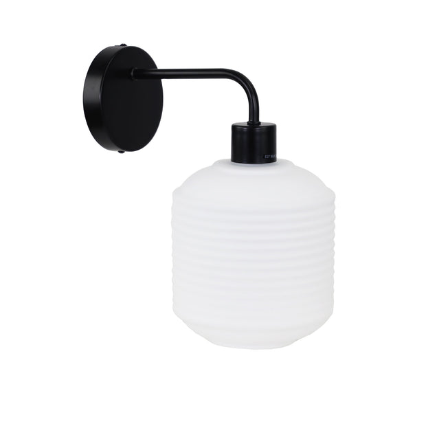 MARCONI Black with Ripple Opal Glass Wall Light