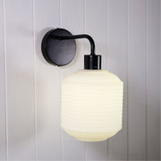 MARCONI Black with Ripple Opal Glass Wall Light