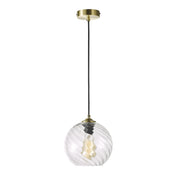 TWIST .20 1 Light Brushed Brass with Twist texture Glass Pendant