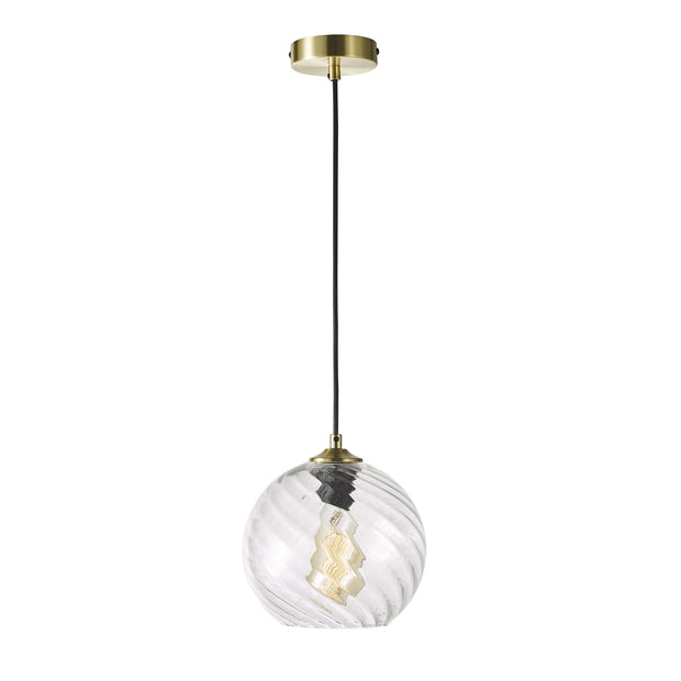 TWIST .20 1 Light Brushed Brass with Twist texture Glass Pendant