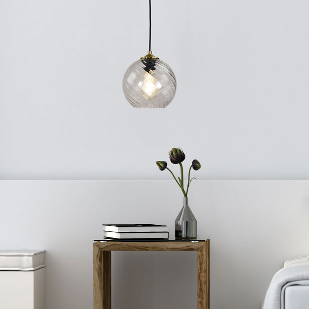 TWIST .20 1 Light Brushed Brass with Twist texture Glass Pendant