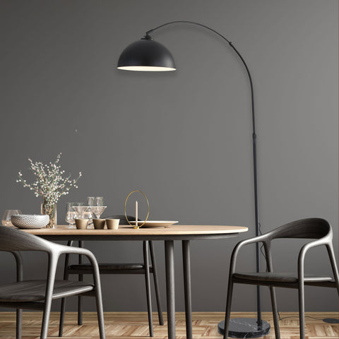 Marmo Arc Floor Lamp with Marble Base Black