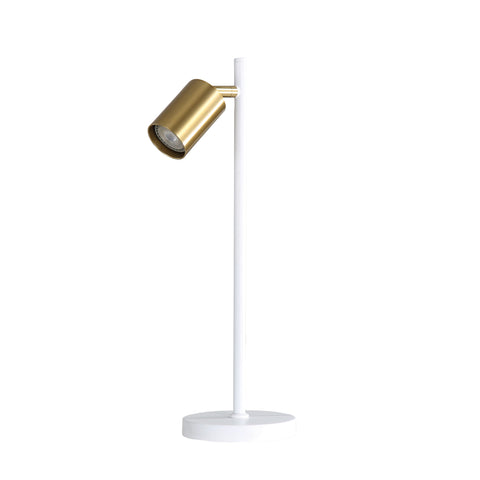 PONTE 1 Light White and Satin Brass GU10 Desk Lamp