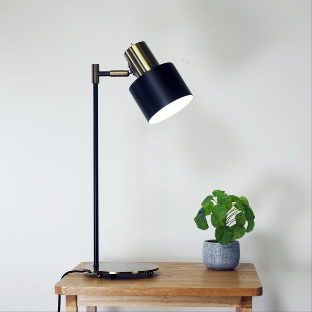 ARI Black With Antique Brass E27 Desk Lamp
