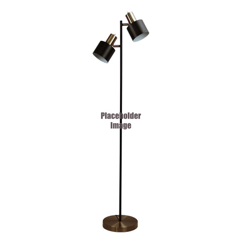 ARI Twin Black with Antique Brass E27 Floor Lamp