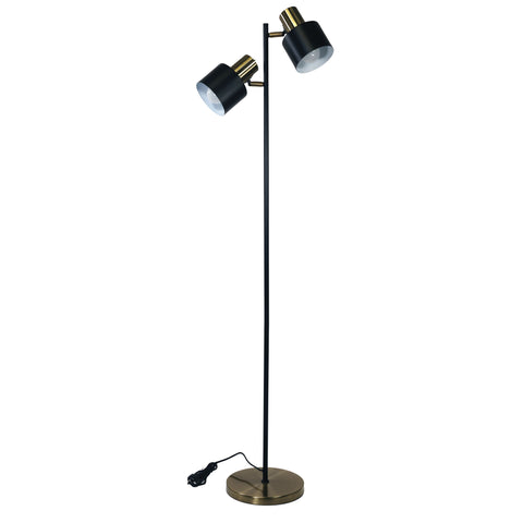 ARI Twin Black with Antique Brass E27 Floor Lamp