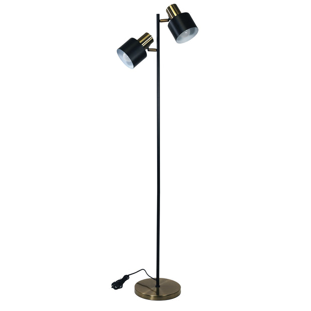 ARI Twin Black with Antique Brass E27 Floor Lamp