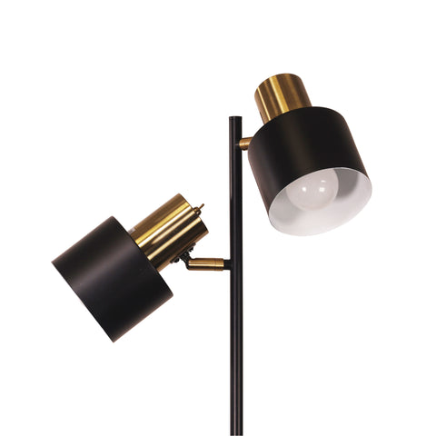 ARI Twin Black with Antique Brass E27 Floor Lamp
