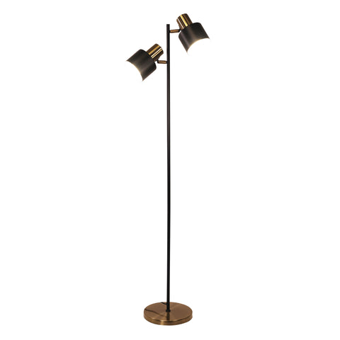 ARI Twin Black with Antique Brass E27 Floor Lamp