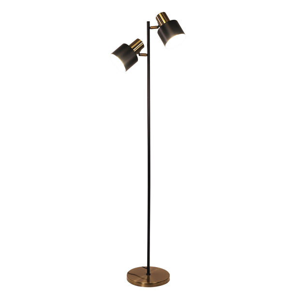 ARI Twin Black with Antique Brass E27 Floor Lamp